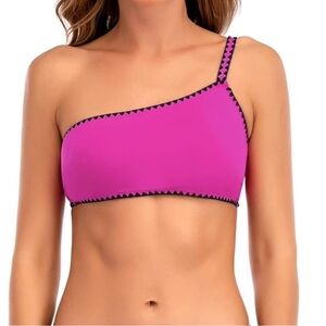NWTLucky Brand Romantic Shell Stitch
Asymmetrical Pink One-Shoulder Bikini Top